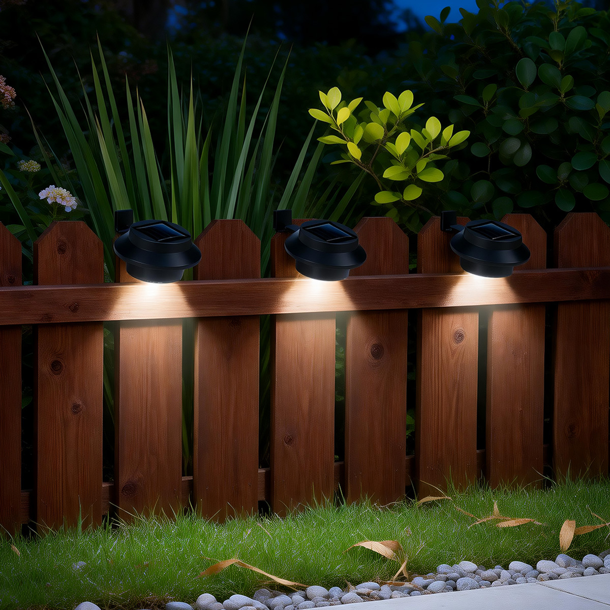 TEMU Set van 6 Solar-Aangedreven Buitenlampen Ontworpen voor het Verlichten van Dakgootschoot, , Leuningen, Muren, Terrassen, Tuinen, Paden,