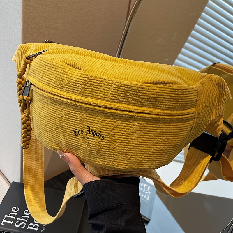 TEMU Women's Corduroy Waist Bag - Trendy Crossbody Bag, Instagram-famous Stylish Design, Versatile Fashion Accessory Xin 57
