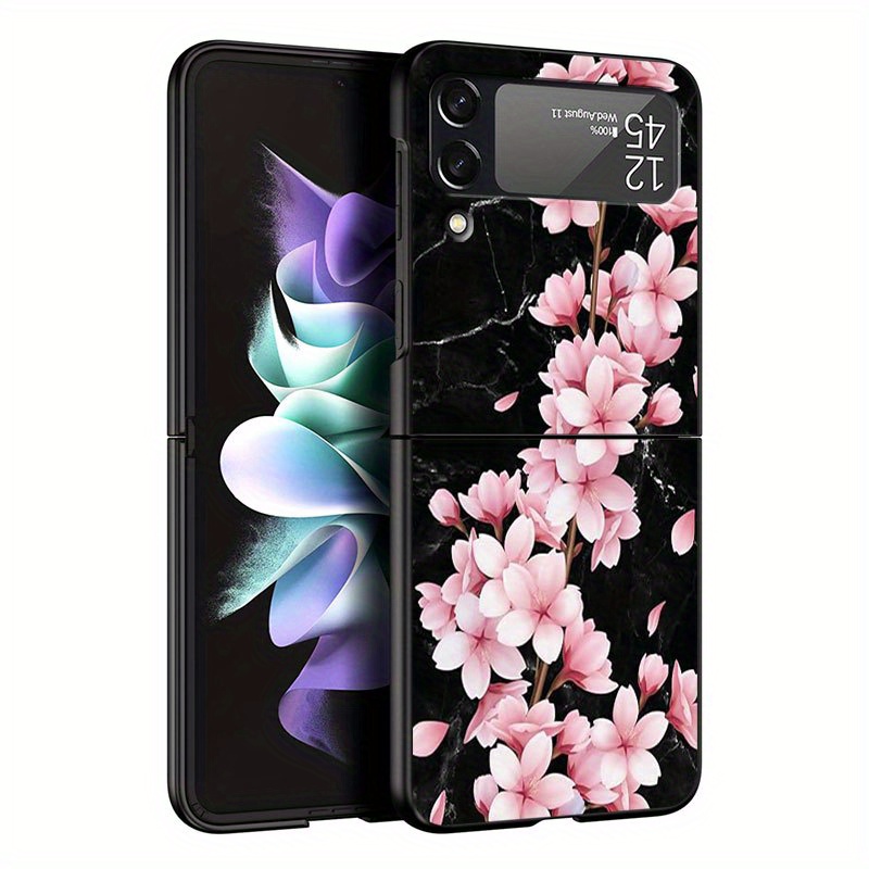 TEMU Phone Case - Protective Case Designed For For Galaxy Z Flip Models 3, 4, 5g, 6, And 7, Featuring A Hard Back Cover With Cherry Design