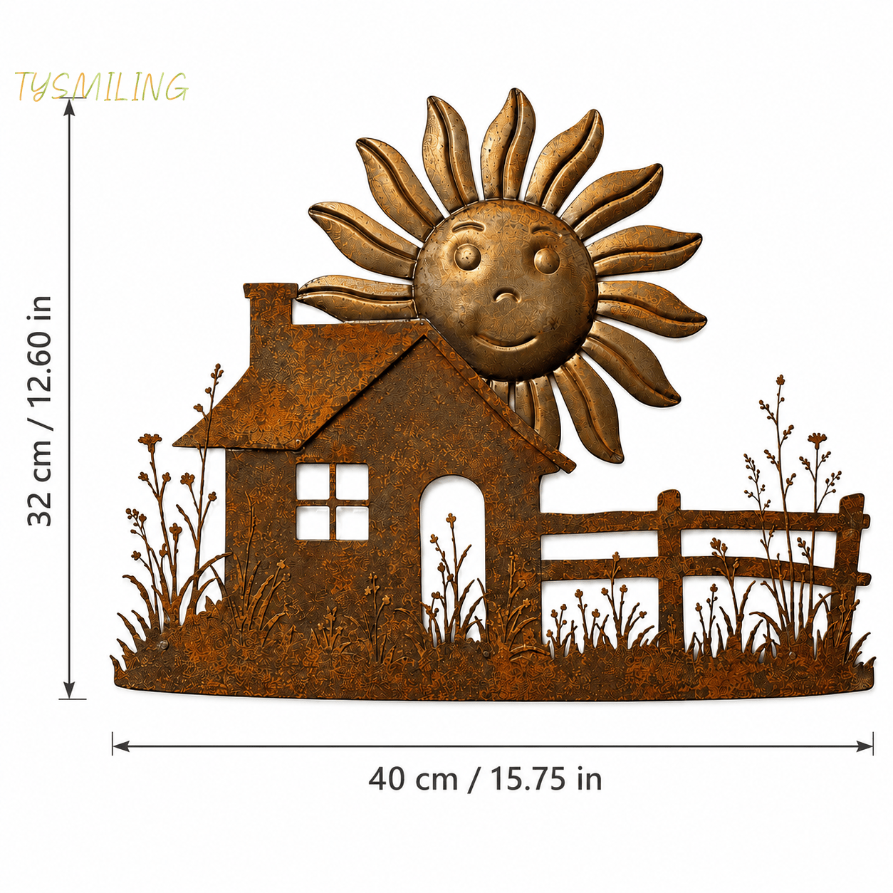 Image of Country Sunshine Metal Wall Decor With Textured Finish, Rustic Garden Art, Easy To Hang Farmhouse Style For Patio Porch Living Room