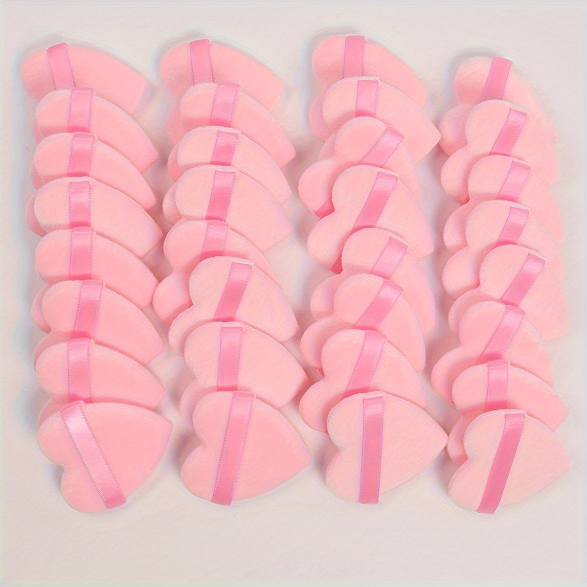 TEMU 32 piezas de borlas de maquillaje de terciopelo ultrasuave, esponjas de maquillaje de rosa, suaves, sin e hipoalergénicas, adecuadas para la