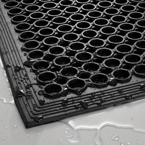 rubber floor mat 23 62 x 35 43 inches anti fatigue drainage mat non slip and grease resistant for restaurants commercial kitchens bar floors black