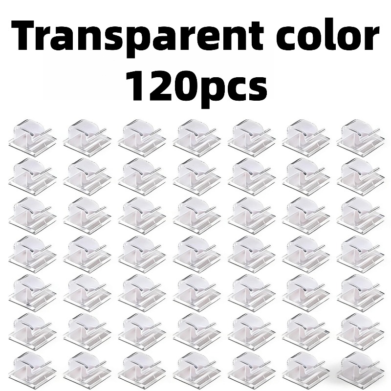 120pcs Adhesive Cable Clamps, Transparent Wire Brackets For Management, Plastic Cable Tissue Clamps For Walls And Under Tables