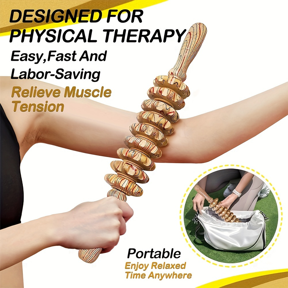 9 roller handheld wooden massage stick ergonomic full body shaping muscle relaxation anti tool natural wood design with decorative patterns thalate free durable smooth texture for home use massage tools body relaxation aid Product details 3