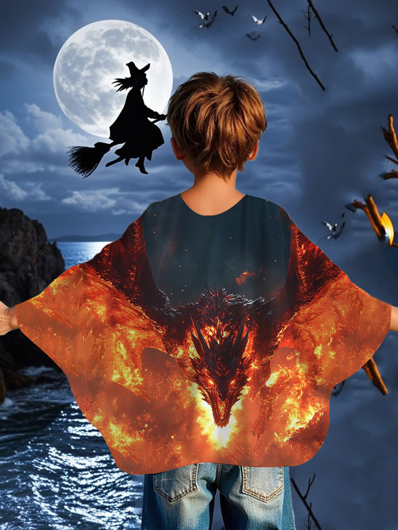 Boys' Halloween Batwing Shirt for Fantasy Fun