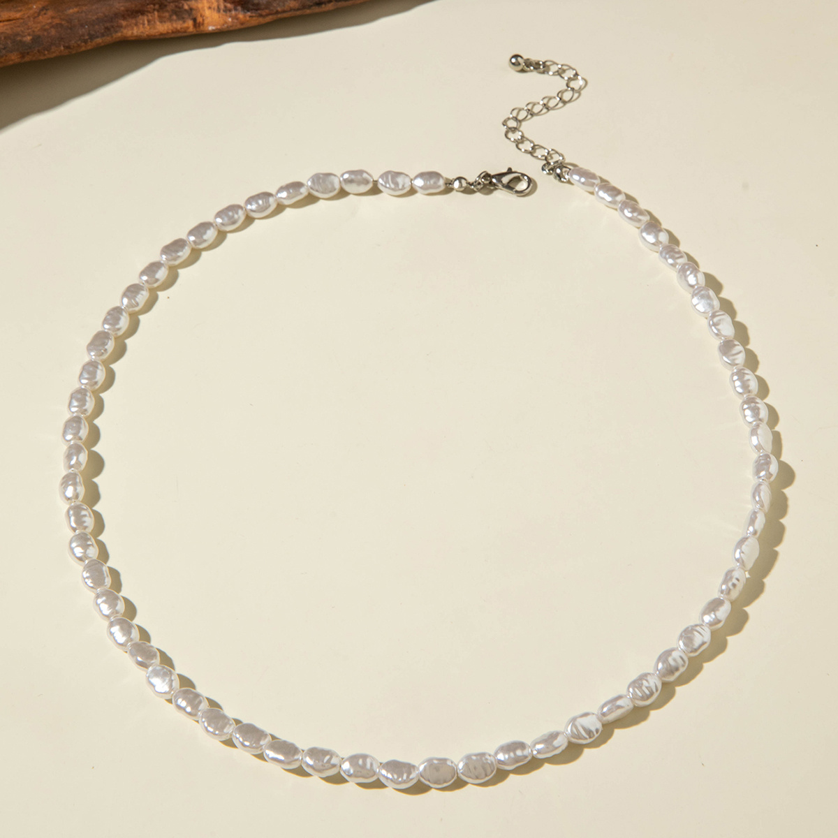 Image of 1pc Of Elegant, Simple, Irregular Shaped Bead Necklace, Single-layer Versatile Collarbone Chain Suitable For Women's Wedding Parties, Perfect Gift For