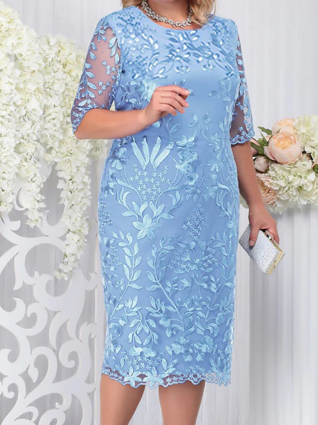 navy blue wedge dress shoes The Savannah Light Blue Lace Dress – Shop the Mint
