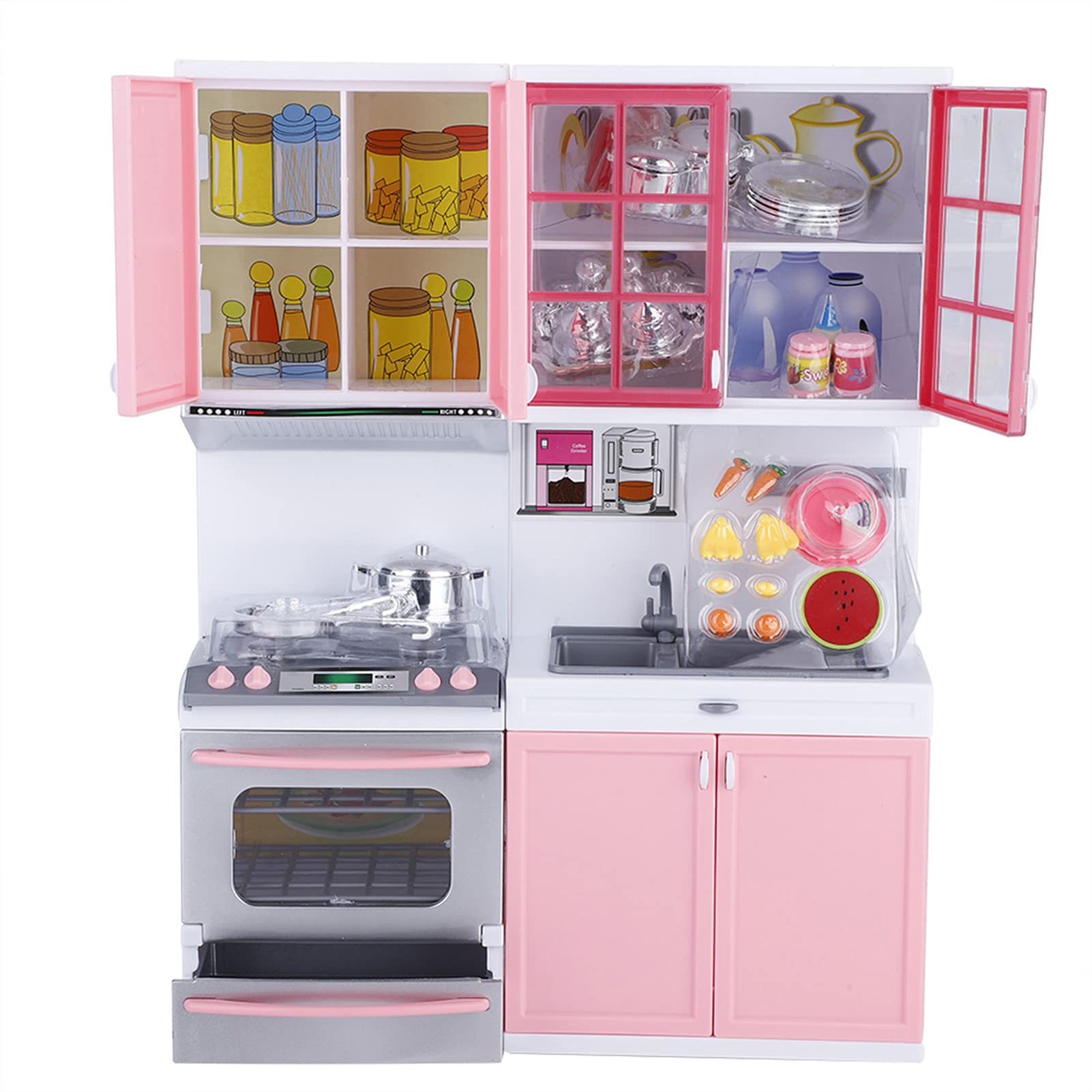 

Keenso Play Kitchen Set With Realistic Plastic Microwave, Oven, Dishwasher, And Cabinet - Miniature Pretend Cooking Role Play Toy Set