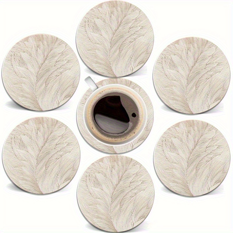 E-shop 6 Stück Runde Holzuntersetzer - 2D Flache Untersetzer-Set für Couchtisch, Apartment Bar Glas Bierbecher Deko-Geschenk, 4.0 Zoll,