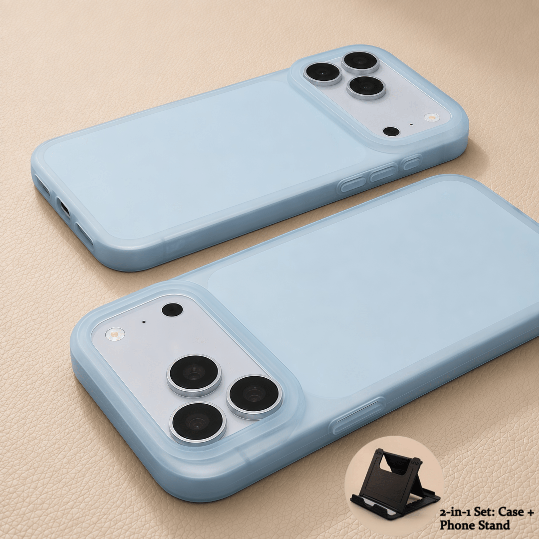 TEMU Phone Case - 2pcs (1pc Case And 1pc Support) Matte Frosted Anti-fingerprint Phone Case For Iphone 16 Pro Max, Slim Semi-transparent Pastel