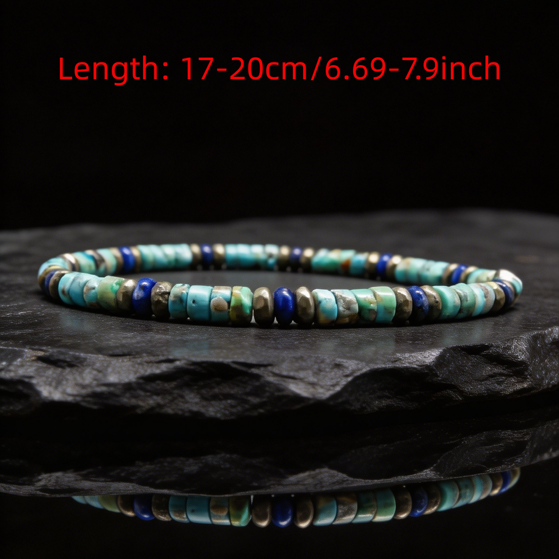 TEMU 1pc Men's And Women's Bracelet, Bohemian Natural Stone Bracelet, Solid Smooth Turquoise And Flat Beads, Everyday Matching Additions, Graduation