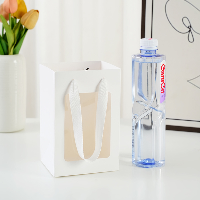 Image of Gift For Her/him Set Of 5 Clear Window Tote Bags, Perfect For Creatively Packaging Flower Bouquets. Ideal For Weddings, Birthday Celebrations, And Events