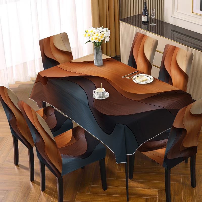 wood grain print tablecloth chair covers (1 tablecloth