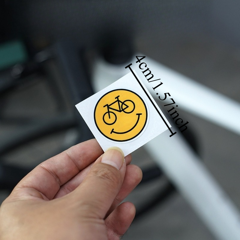 TEMU Set de 3 stickers planos 2D, con cara sonriente y bicicleta, stickers de vinilo impermeables con de línea de bicicleta, divertidos stickers de
