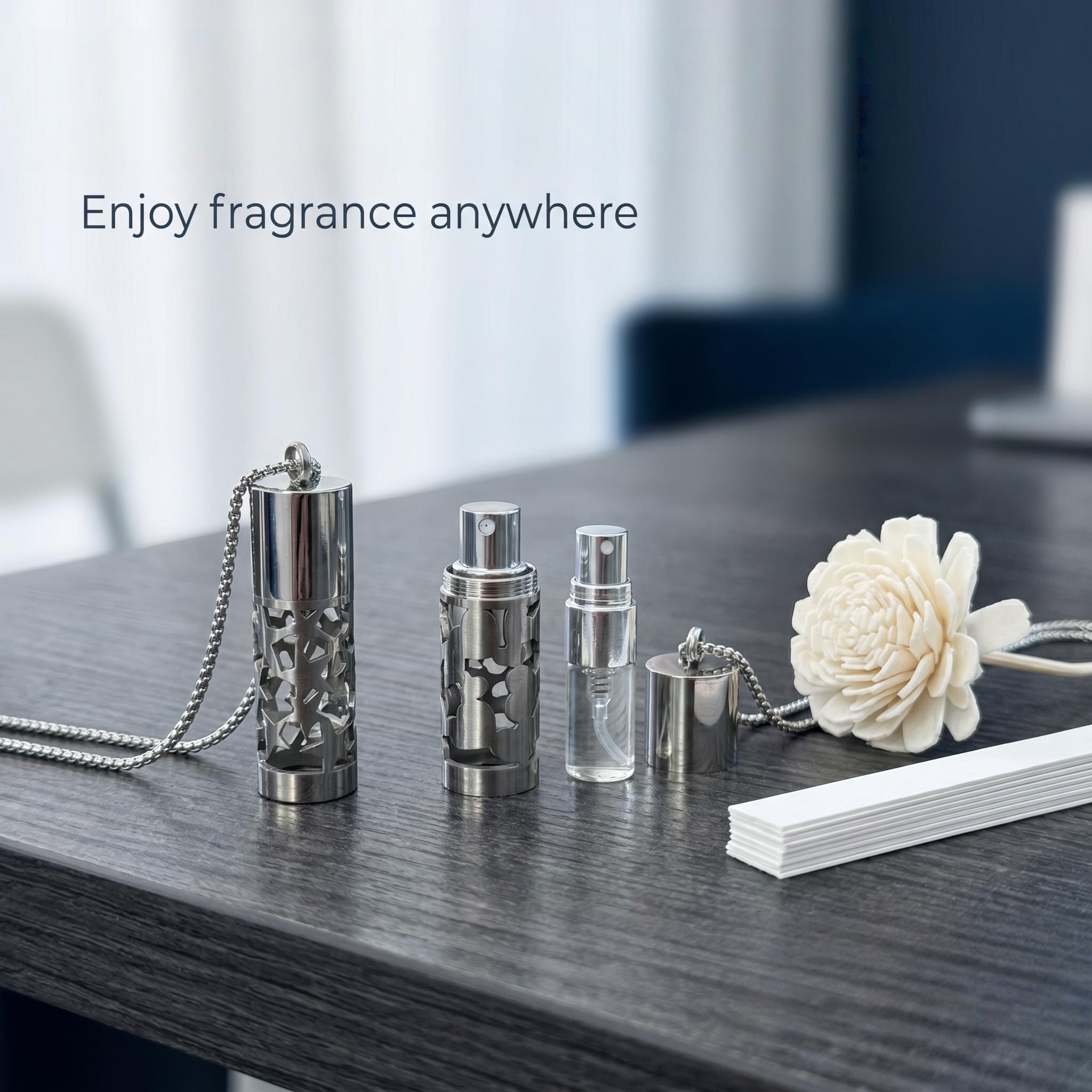 Detachable Stainless Steel Perfume Bottle Necklace
