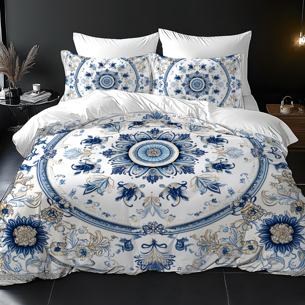 TEMU Jit2/3pcs Valentine's And Elegant Mandala , 3d Stereoscopic Brushed Duvet Cover Set Bedding Without Filling Soft And Comfortable, Suitable For