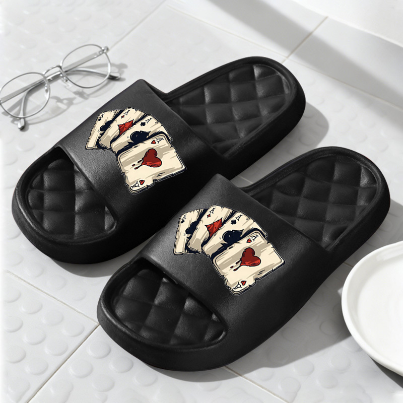 TEMU 1 Pair Fashionable Ace Printed Unisex Sandals, Beach Couple Slippers, Home Slippers, Bedroom Sandals, Soft-soled Slippers, Slip-on Slippers,