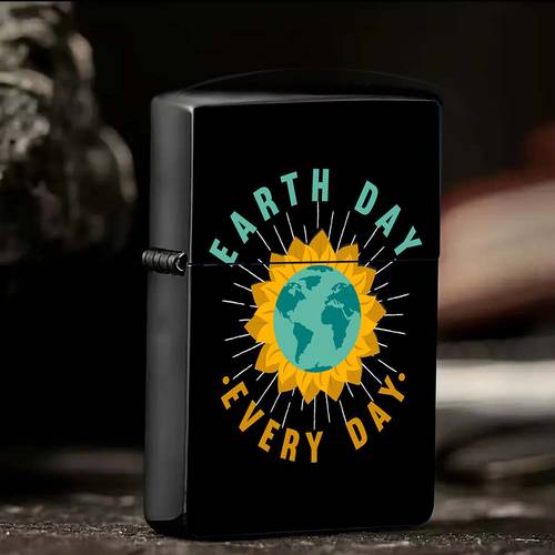 earth day pattern thickened metal lighter resistant scratch proof lighter protective cover fits regular size lighters universal lighter replacement accessories for daily use 2d flat