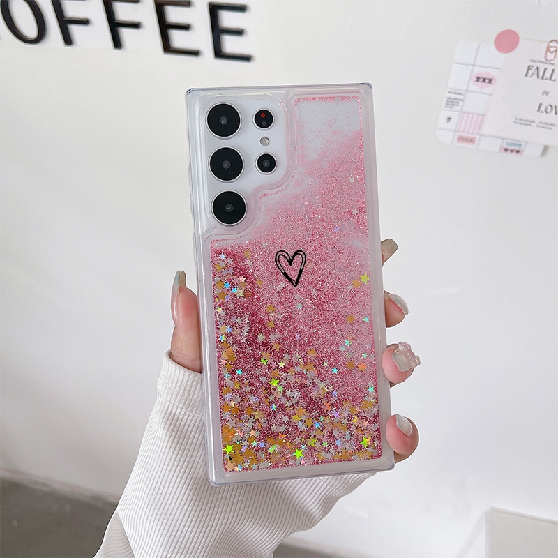 TEMU Phone Case: Hollow-out Heart Black, Popular, Precise Punching, Sky Blue, Stylish. Suitable For Galaxy
