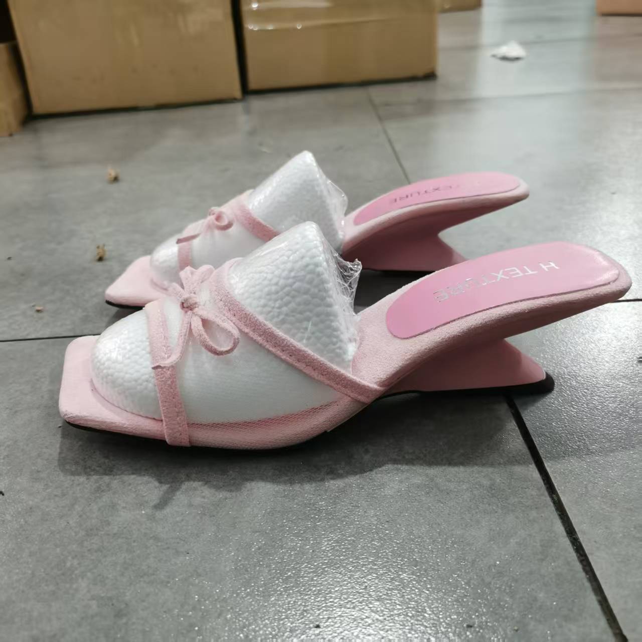 TEMU A Pair Of High-heeled Sandals By Modern Women, Featuring A Bow And Lace For -on, Stylish And Sweet High Heels For Ladies., Women Shoes
