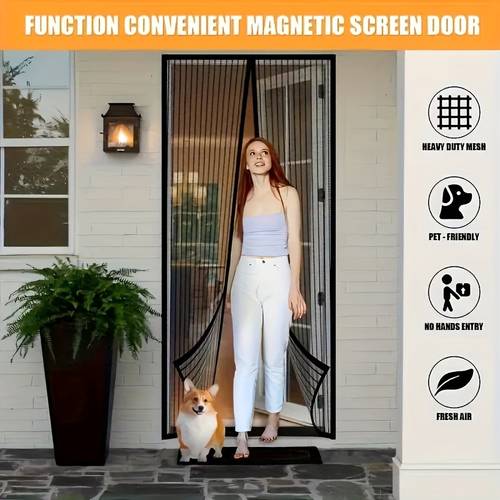 1pc magnetic screen door heavy duty insect proof mesh with self sealing technology no tools needed use for bedroom living room