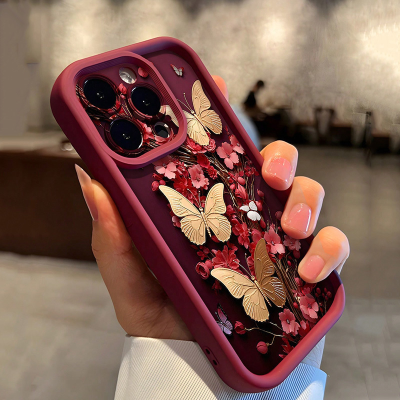 TEMU Phone Case - Flower And Design Silicone Phone Cover For For Iphone Including 17, 11, 12, 13, 14, 15, 16 Pro Max, 7, 8 Plus, Se 2022, 16e, 17air,