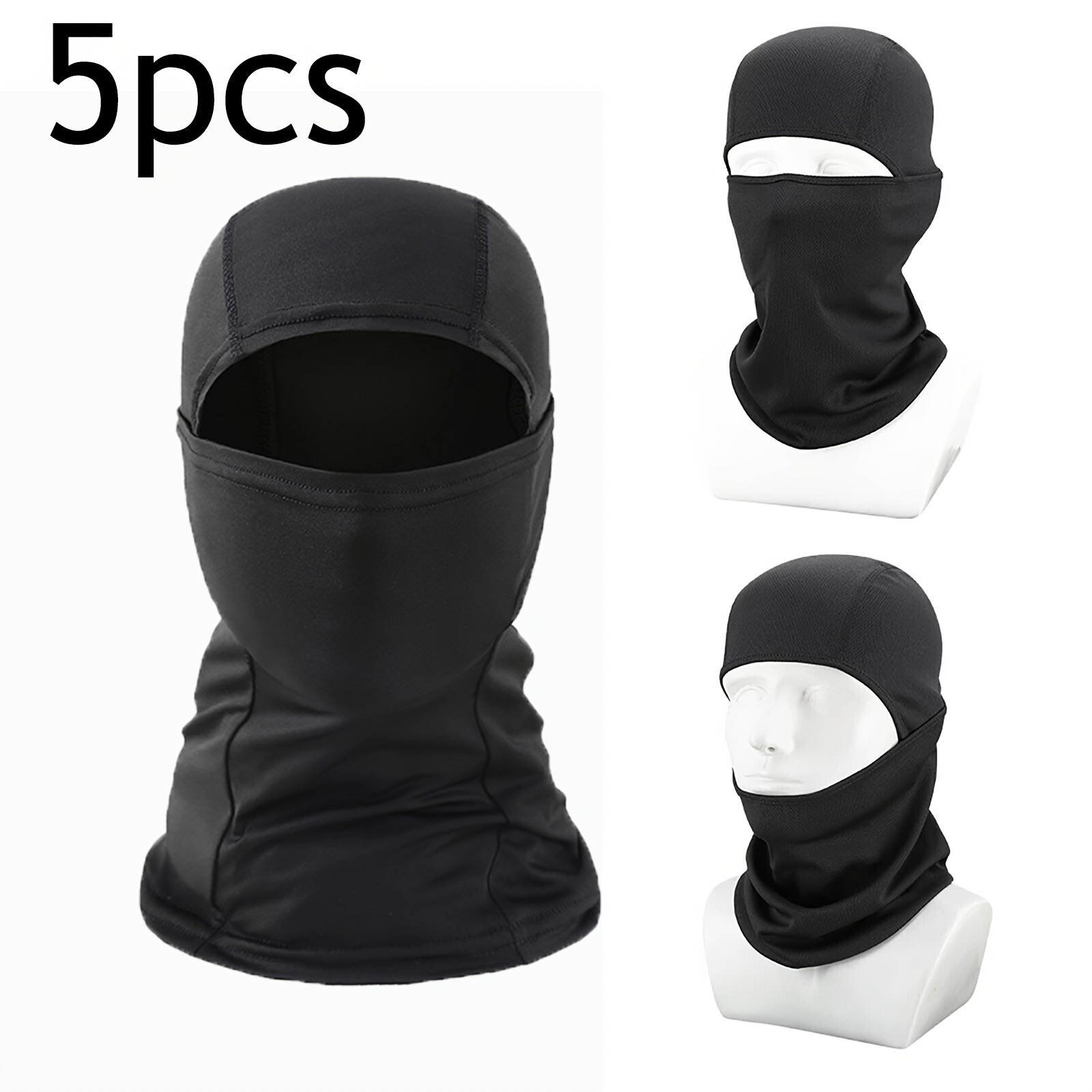 TEMU 5pcs Motorcycle Cycling Balaclava Full Face Mask Scarf Windproof Outdoor Winter Cover For Men Women Skiing, Snowboarding Cycling Hiking