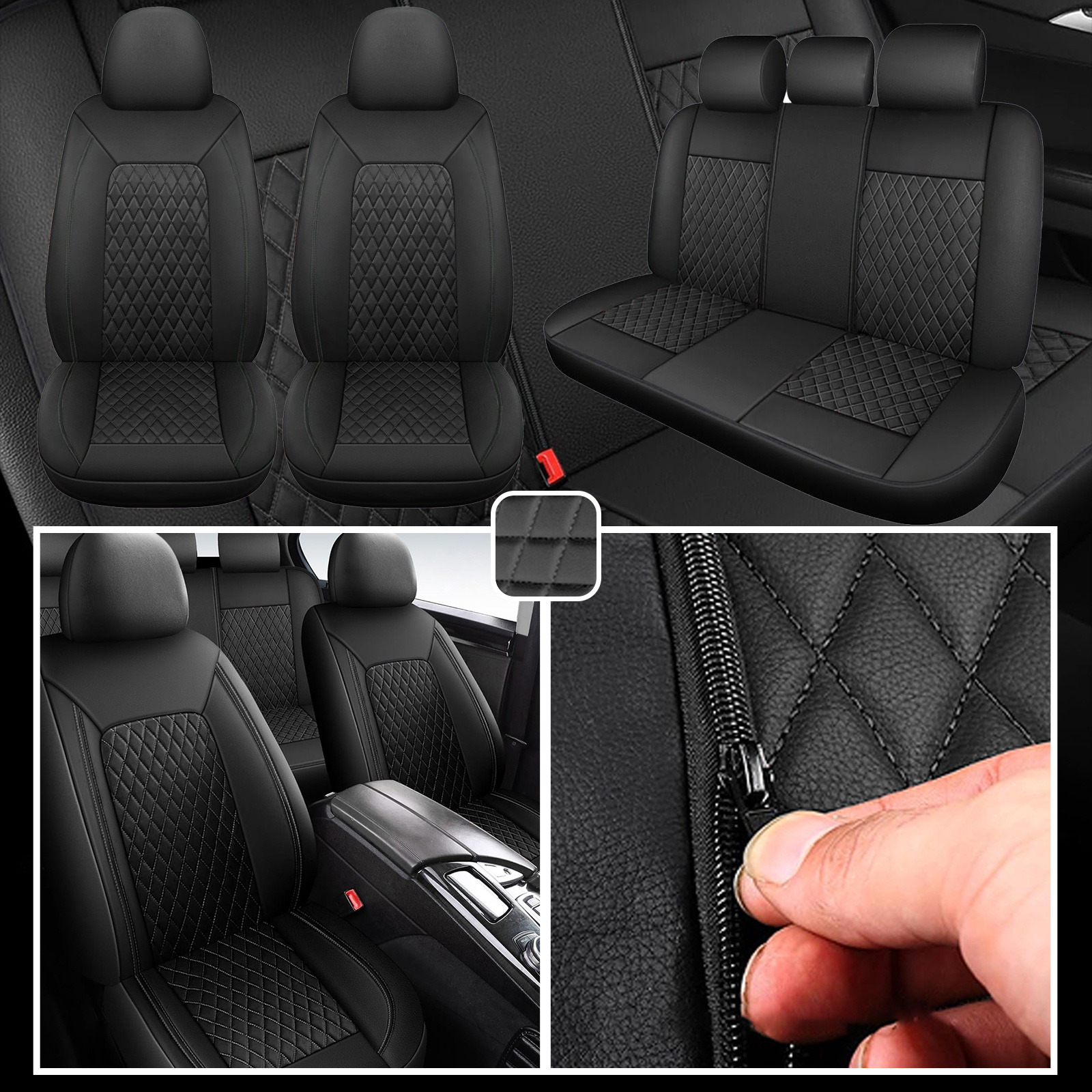 TEMU Seat Cover, For For , Megane, Arkana, Austral, Scenic E-tech, , , , Zoe.full Set 5 Seats., Durable, Wear-resistant, Protect Car Seat.