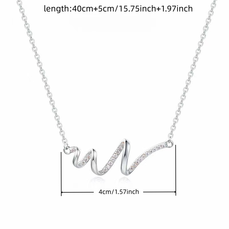 Wavy Curve Pendant Necklace, Elegant Gift for Women