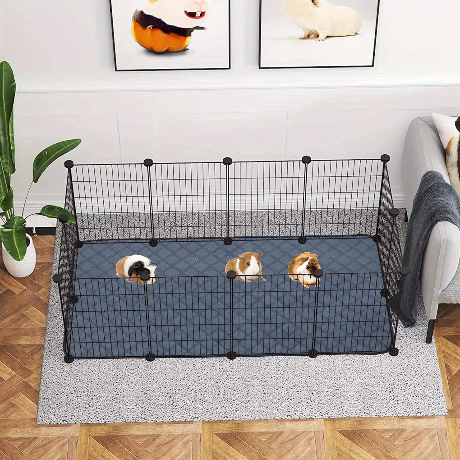 Meerschweinchen-Käfigeinlage 150x78 Cm – Waschbar, Wasserdicht & Saugstark, 2 Stück, Für Kleintiere