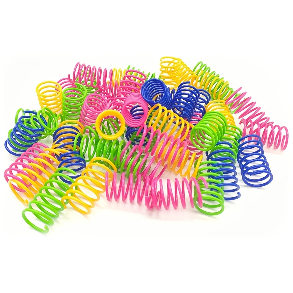 100pcs Cat Toys For Indoor Cats, Interactive Cat Spring Toys, Durable Colorful Plastic Spiral Springs For Kitten Hunt, Swat And Bite, Bulk Cat Toys, Without Battery