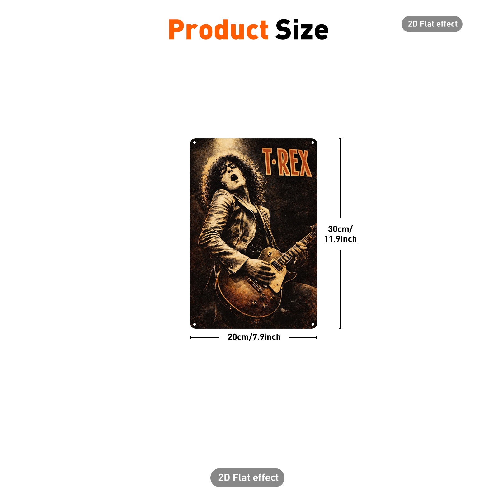 TEMU 1pc Vintage Rock Music Metal Decor Sign, 20x30cm Iron Wall Plaque With Retro Guitarist Print, Classic Aged Hanging Decor For Bar, Living Room &