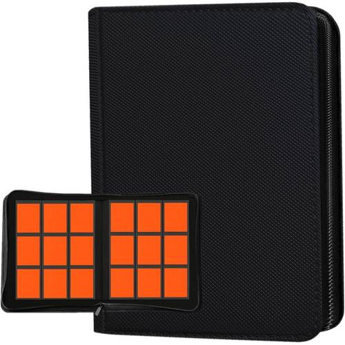 9 Pocket 540 Double Sided Trading Cards Folder Collectible Albums with Sturdy Zip(Black)