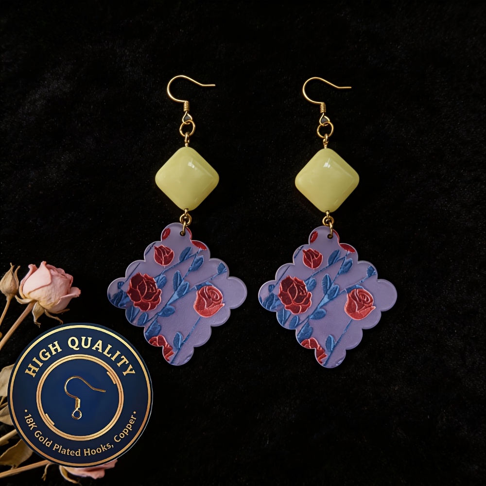 Women's Floral Long Drop Earrings