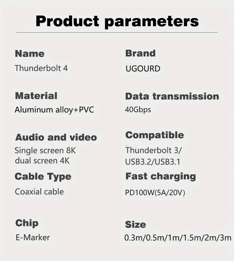 cabo coaxial , thunderbolt 4, tipo c para tipo c, 40 , pd, , carregamento rápido, , 6 pcie masculino para masculino, para , iphone, ipad, detalhes 10