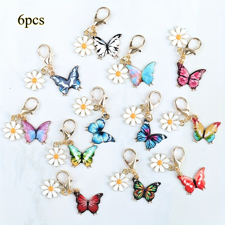 TEMU A Set Of 6 Random Mini Cute Colorful And Daisy Keychains, Featuring A Stylish Animal Theme Design, Perfect For Bag Charms And An Ideal Gift For