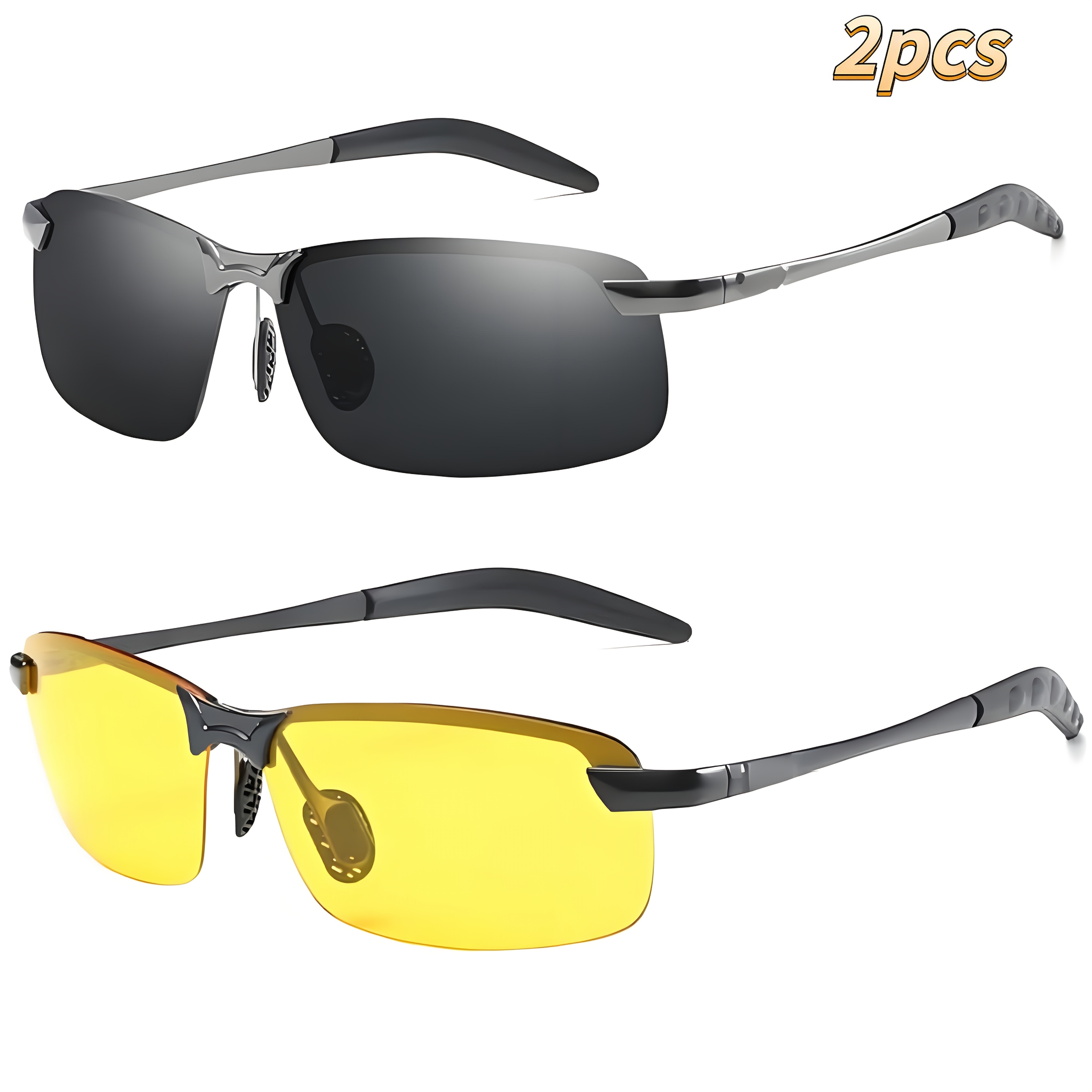 TEMU 2pcs, Polarized Color Changing Glasses- Unisex Anti Glare Ultra Light Sunshade Glasses, Suitable For,,, And Life