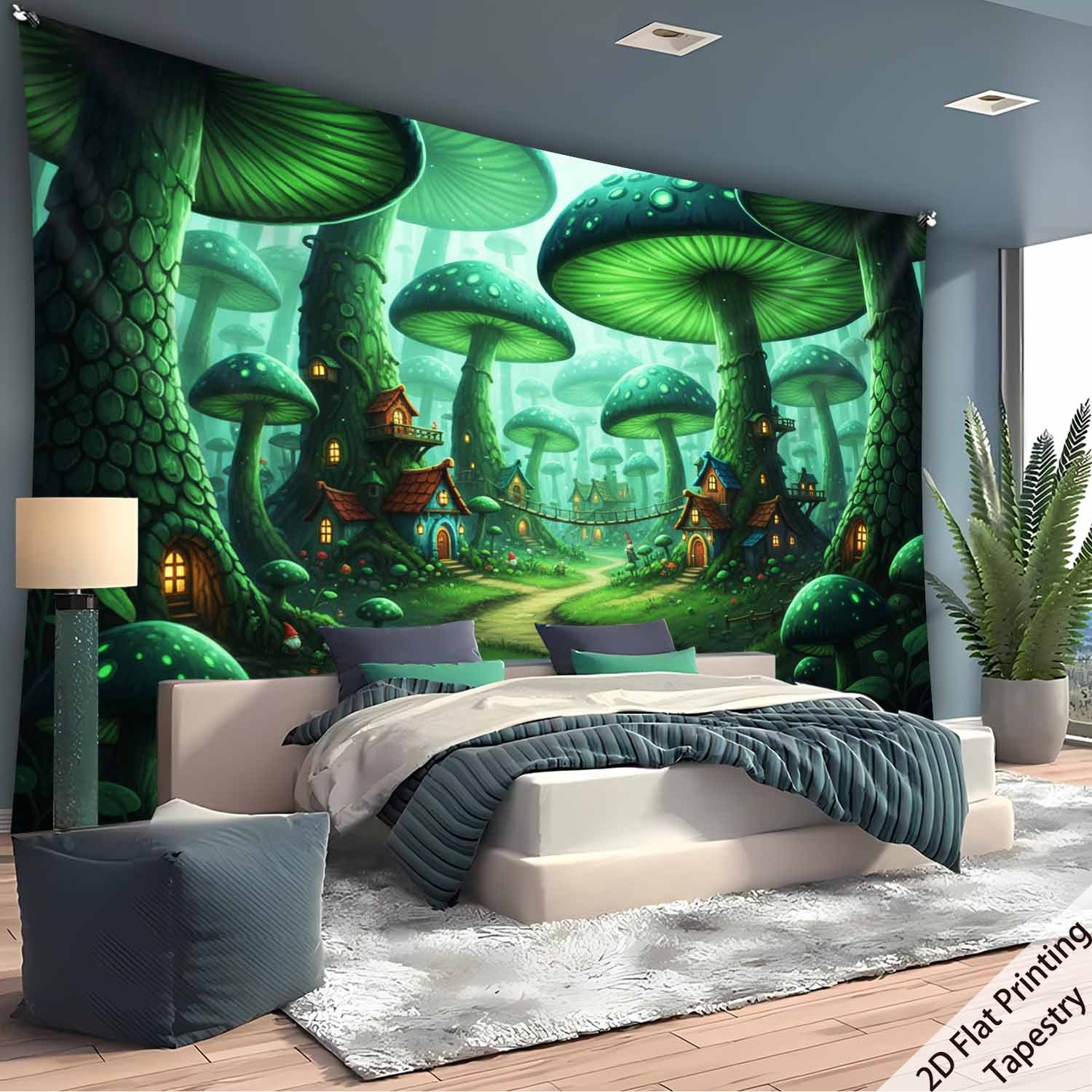 Tenture murale forêt champignons décoration murale hd_voghion.com