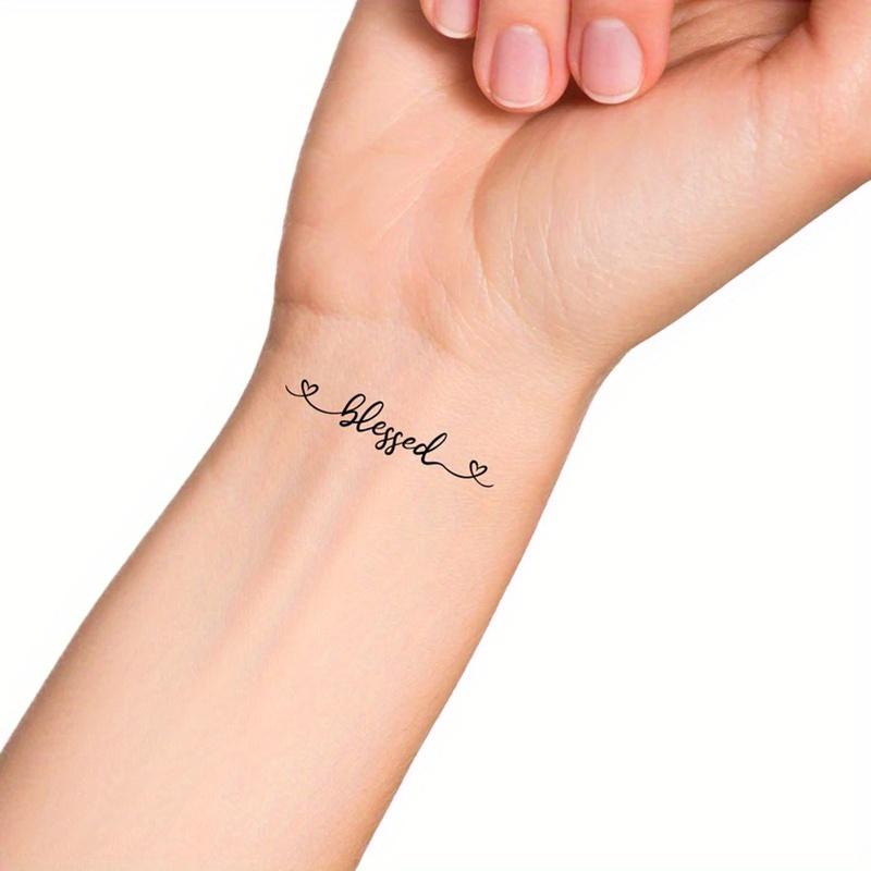 TEMU 1pc Sheet Blessed Pattern Tattoo Sticker Applique Arm Wrist Body Temporary Tattoo Sticker Mg0194