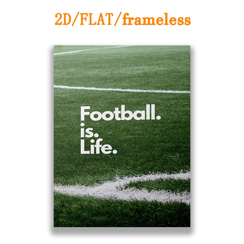TEMU 2d Flat, 2d Flat, [2d Plane] 1pc Frameless Canvas Poster, "" Football Quotes Wall Decor - With White Letters And Goal Embellishments, Minimalist