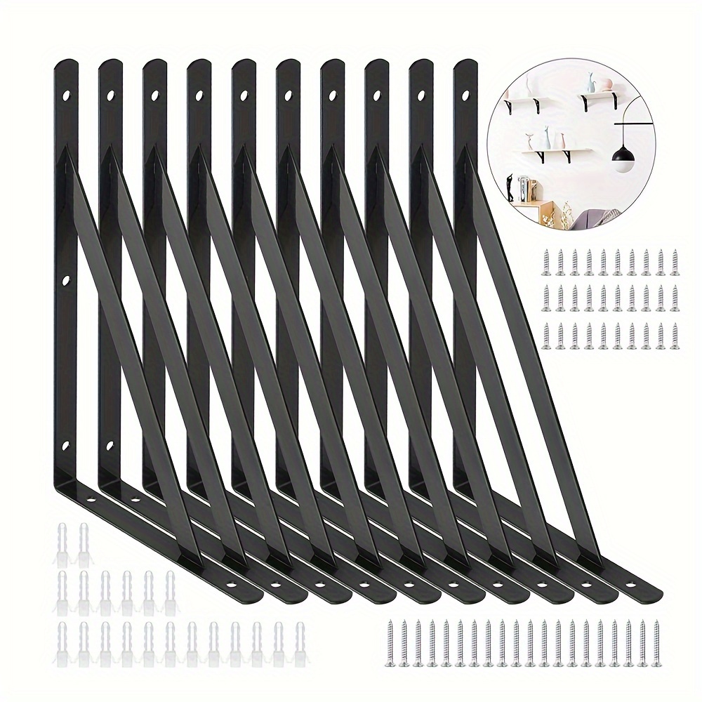 TEMU Triangular Bracket Bracket, Wall Support Frame, Storage Load-bearing Frame, Hardware, , Wooden Board Bracket, 10pcs/pack Metal Frame, L-shaped