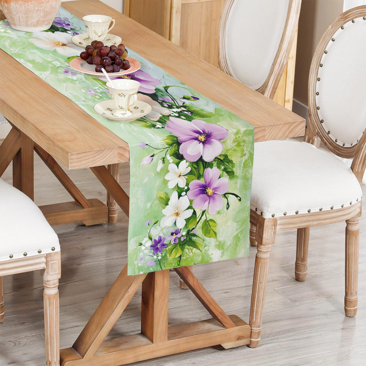 TEMU Elegant Cherry Table Runner - Spring & Holiday Decor, Ideal For Dining Tables, Coffee Tables, , And More - Polyester, Rectangular