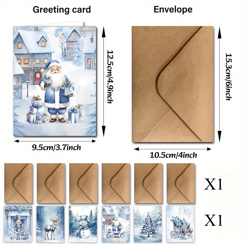 TEMU 12pcs Winter Christmas Card Set - Includes Festive Holiday Designs Santa, Snowman, Nutcracker, Reindeer, Etc. - Thank You Cards, Great For