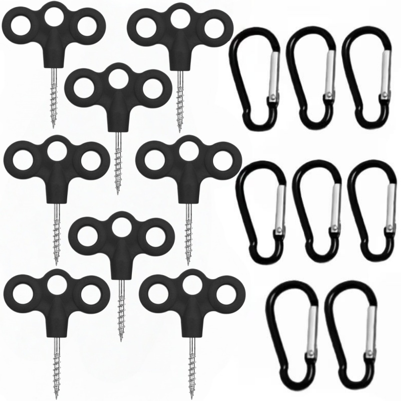 E-shop 16 Stück Edelstahl Gewinde Drei-Loch Zeltspieße mit Aluminiumlegierung Kürbis Feder Karabiner. Kein erforderlich. Unverzichtbar für