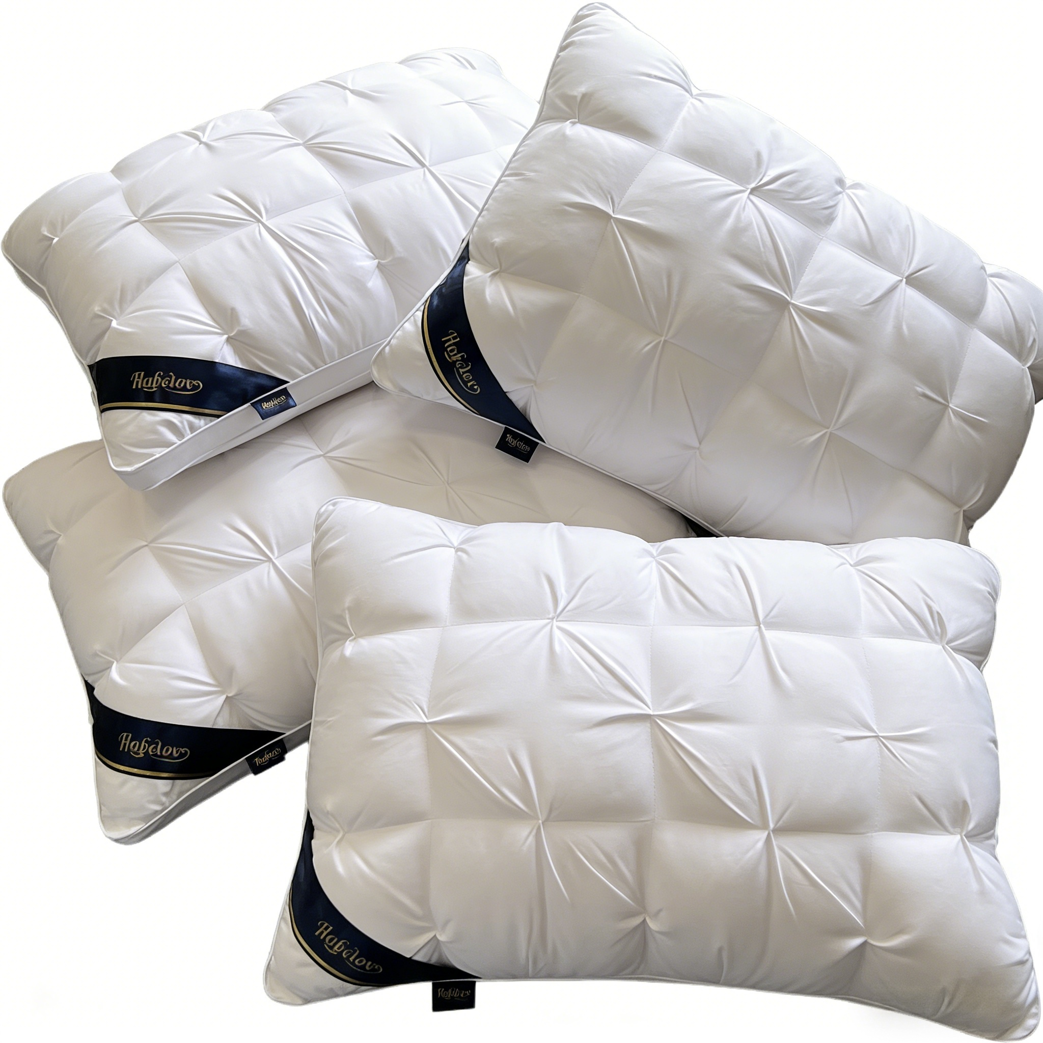 4-Pcs Luxury Hotel-Quality Pillows – Deep Sleep Neck Support, High-Density Non-Flat All-Season Pillowcases with White Satin, 100% Fill, Vacuum-Compressed Packaging (White), Home Comfort, Quilted Design, Premium Fabric, Supportive Cushion
