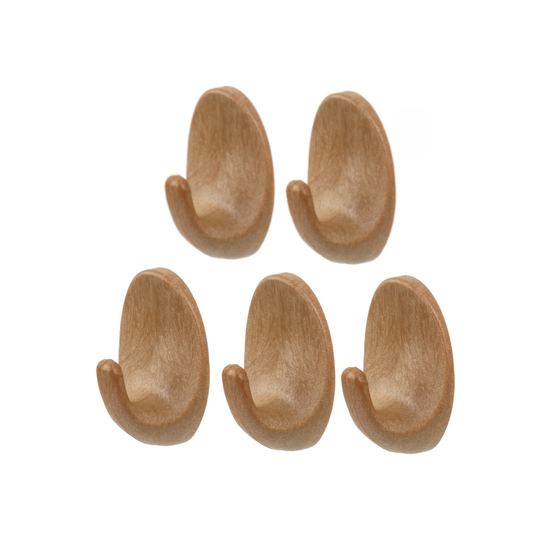 TEMU 5pcs/9pcs Self-adhesive Bohemian Wood Grain Plastic Hooks Suitable For Kitchens, Bedrooms, Walls - No Drill Adhesive Backing, Texture Hanging