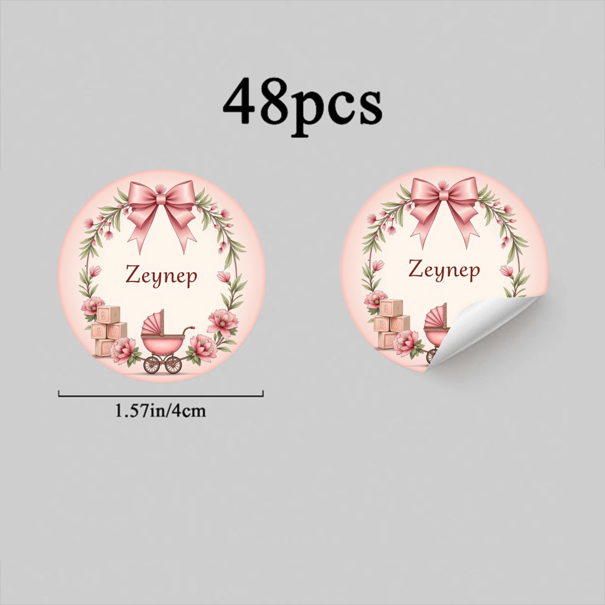 TEMU 24pcs/48pcs Autocollants Personnalisés avec , Design Rond avec Nœud et Motif de pour Emballage Cadeaux, Décorations de Fête, Cadeaux de Mariage