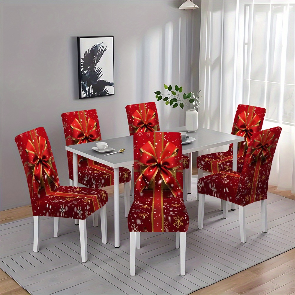 

2/4/6pcs Christmas Printed Chair Covers Holiday Decoration Full Set Table And Chair Covers Seamless Home Stool Covers