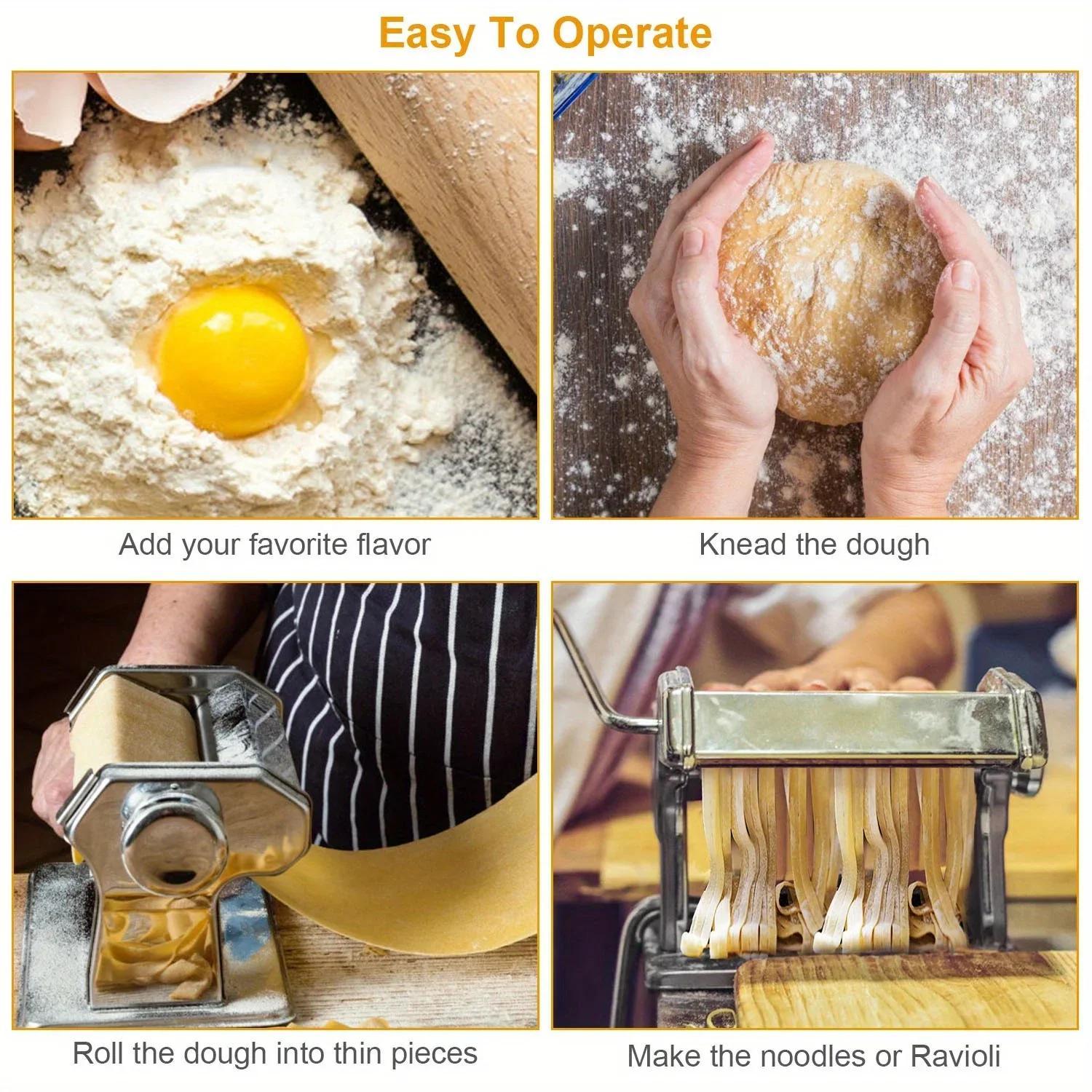 easy clean versatile manual pasta maker adjustable thickness   homemade noodles dumplings ravioli details 2