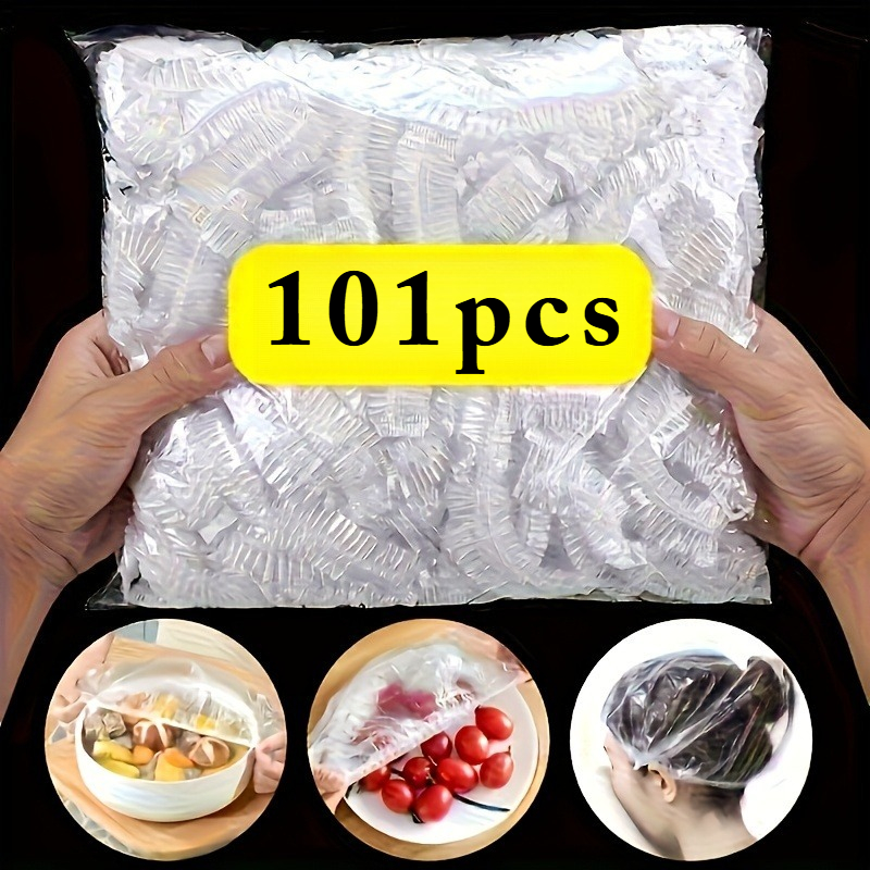 101pcs Food-grade Plastic Wrap - Multi-functional Disposable Bag Sealer, Dust-proof Stretchable Adhesive Cover, Suitable For Kitchen Leftovers, Fruits, Picnics, And Travel